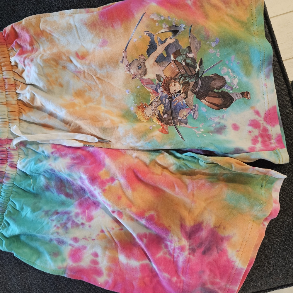 Tie-Dye Anime Print Shorts Demon Slayer